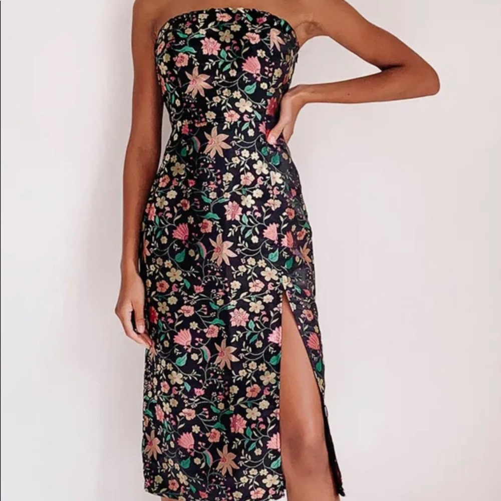 Lulus Black Floral Midi Dress